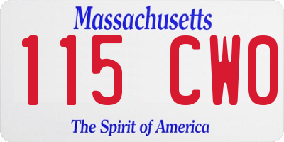 MA license plate 115CW0
