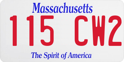 MA license plate 115CW2