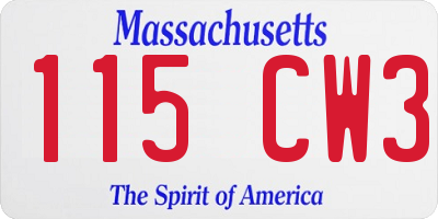 MA license plate 115CW3