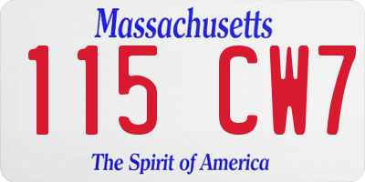 MA license plate 115CW7