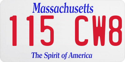 MA license plate 115CW8