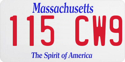 MA license plate 115CW9