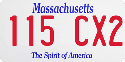 MA license plate 115CX2
