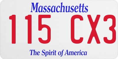 MA license plate 115CX3