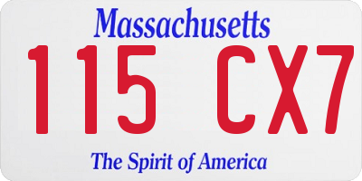 MA license plate 115CX7
