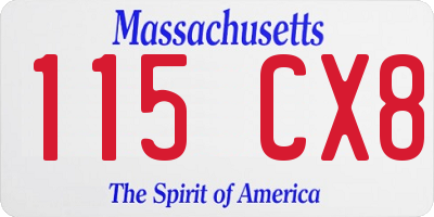 MA license plate 115CX8