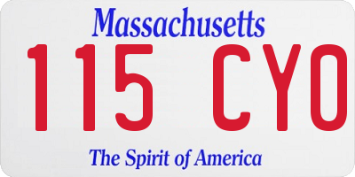 MA license plate 115CY0