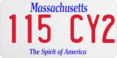 MA license plate 115CY2