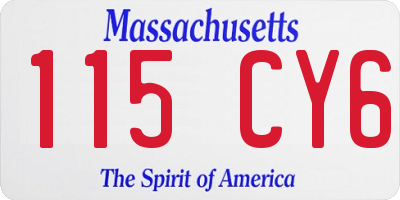 MA license plate 115CY6