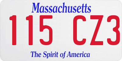 MA license plate 115CZ3
