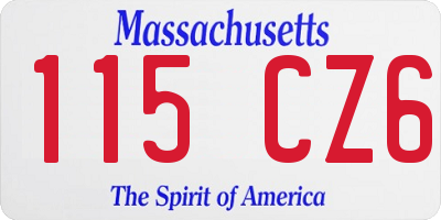 MA license plate 115CZ6