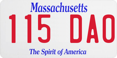 MA license plate 115DA0
