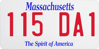 MA license plate 115DA1