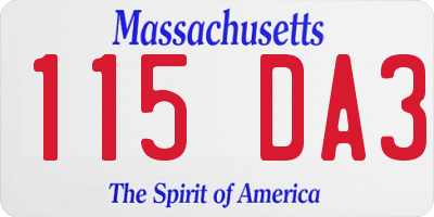 MA license plate 115DA3