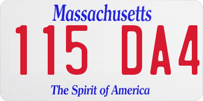 MA license plate 115DA4