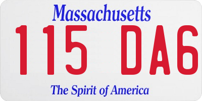 MA license plate 115DA6