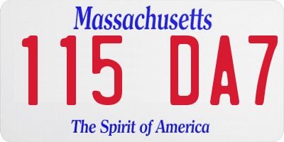 MA license plate 115DA7