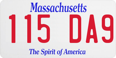 MA license plate 115DA9