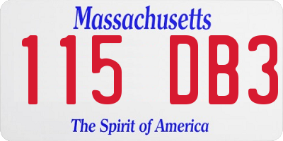 MA license plate 115DB3