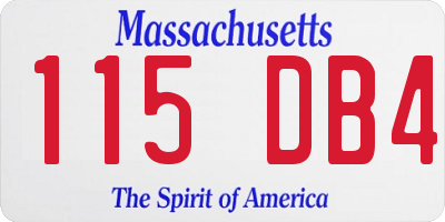 MA license plate 115DB4