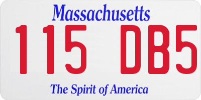 MA license plate 115DB5
