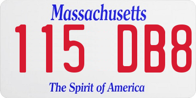 MA license plate 115DB8