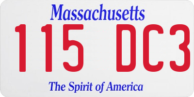 MA license plate 115DC3