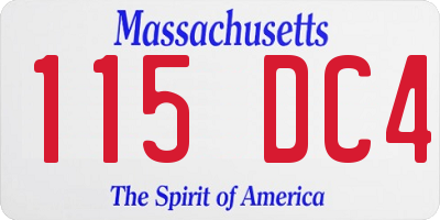 MA license plate 115DC4