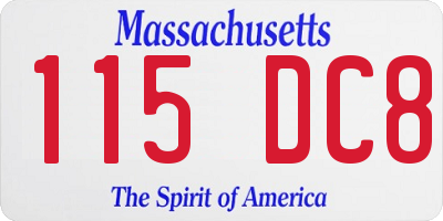MA license plate 115DC8