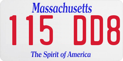 MA license plate 115DD8