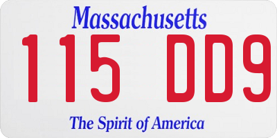 MA license plate 115DD9