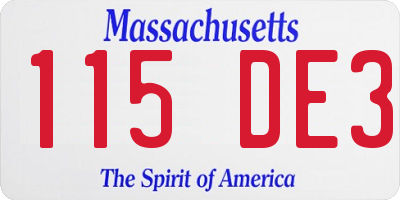 MA license plate 115DE3
