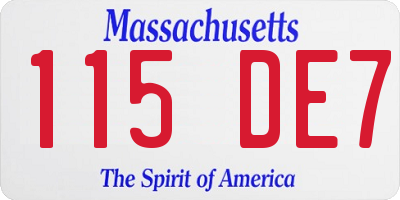 MA license plate 115DE7
