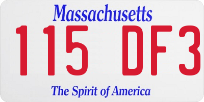 MA license plate 115DF3