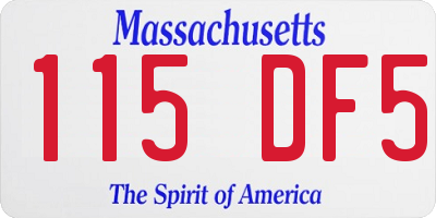 MA license plate 115DF5