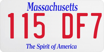 MA license plate 115DF7
