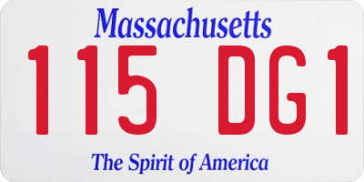 MA license plate 115DG1