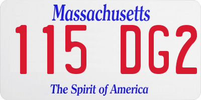 MA license plate 115DG2