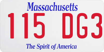 MA license plate 115DG3
