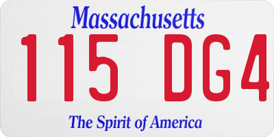 MA license plate 115DG4