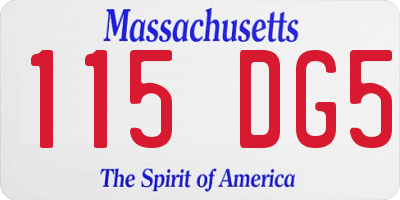 MA license plate 115DG5