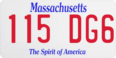 MA license plate 115DG6