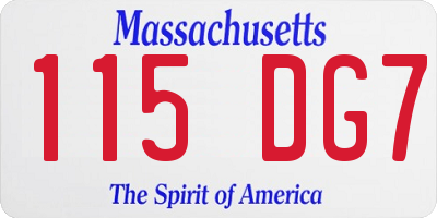 MA license plate 115DG7