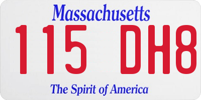 MA license plate 115DH8