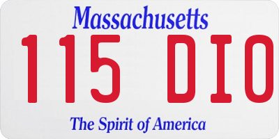 MA license plate 115DI0