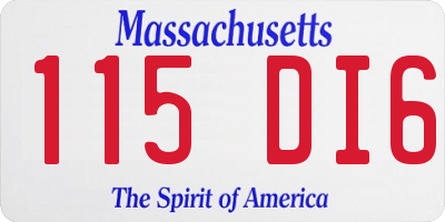 MA license plate 115DI6