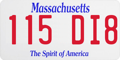 MA license plate 115DI8