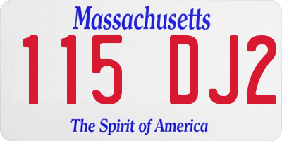 MA license plate 115DJ2