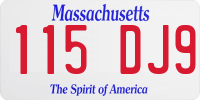 MA license plate 115DJ9
