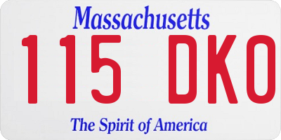 MA license plate 115DK0